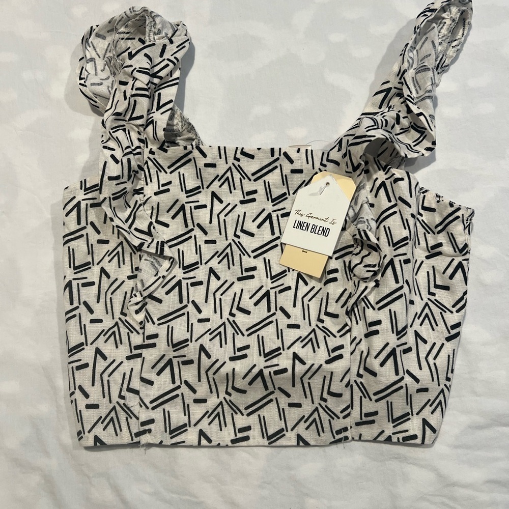 Monteau Black and White Patterned Tank Top
